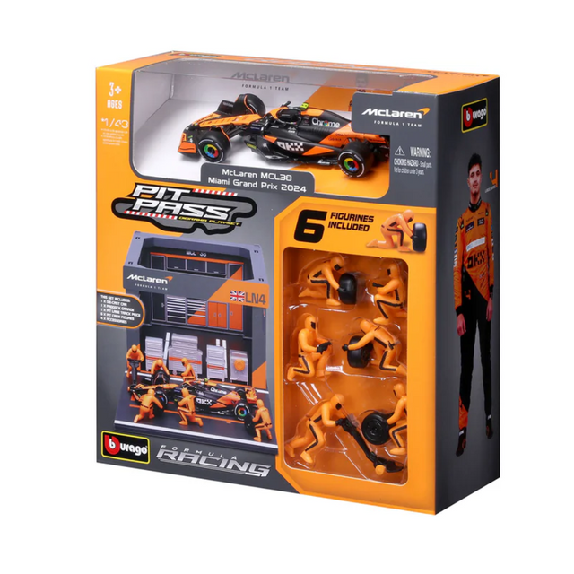 Bburago F1 Mclaren F1 Team MCL38 2024 Pit Pass Diorama Lando Norris 1/43 Scale