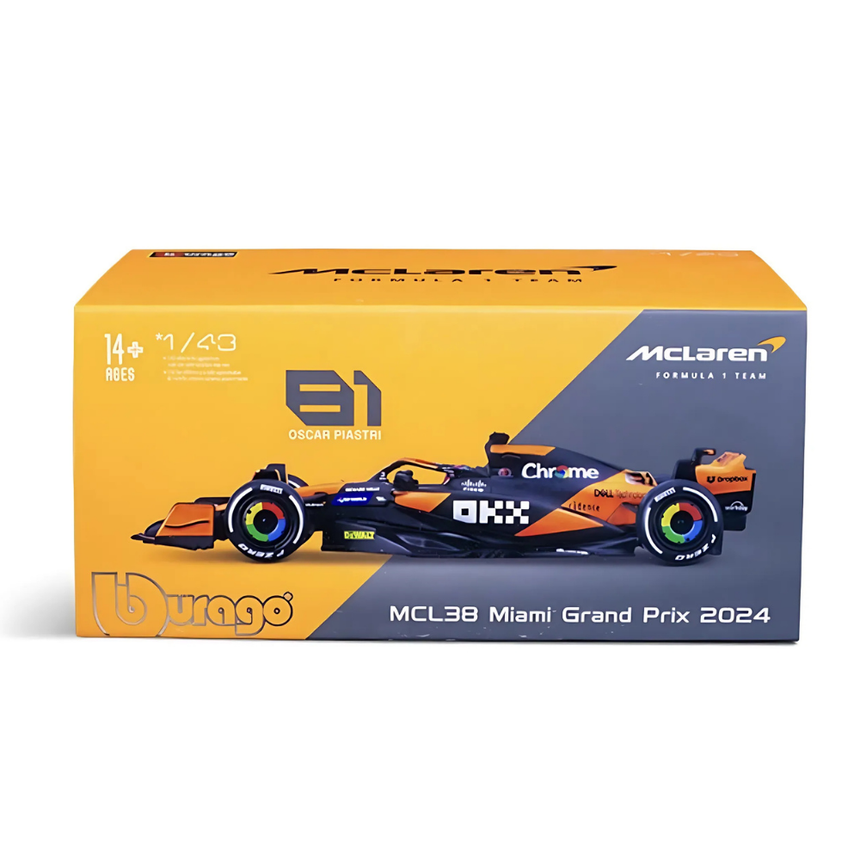 Bburago F1 McLaren F1 MCL38 2024 With Helmet - Oscar Piastri 1/43 Scale