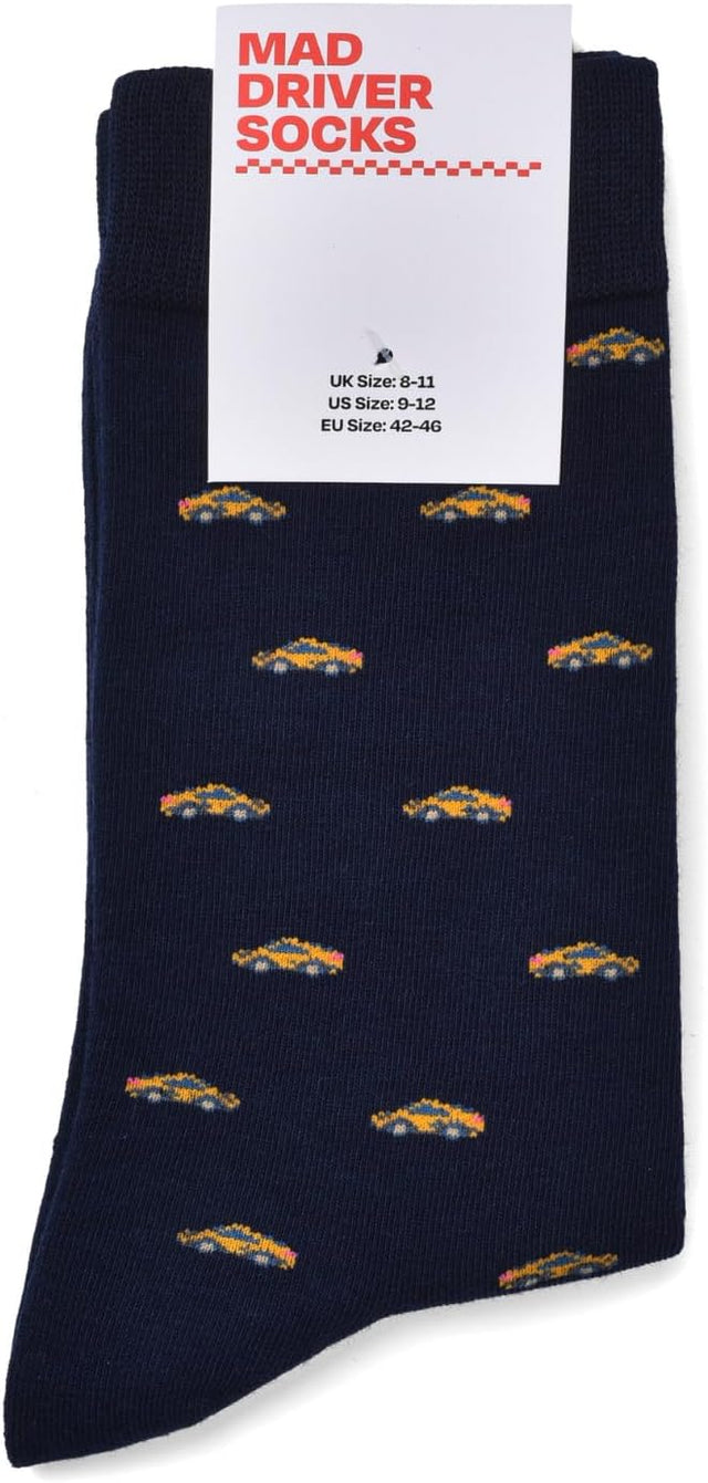 Mad Driver Socks - Funny Racing Car Gift - 1 Pair, Size 8-11 UK and 42-46 EU