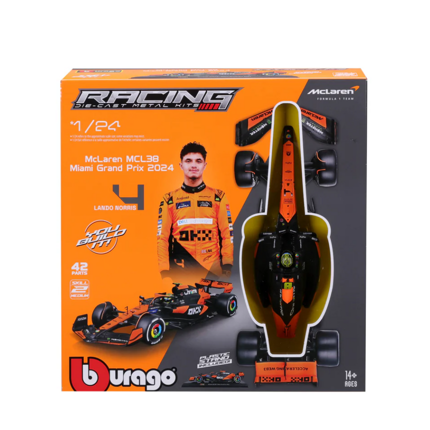 Bburago F1 McLaren F1 MCL38 2024 Model Kit - Lando Norris 1/24 Scale Model