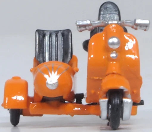 Oxford Diecast Scooter and Sidecar Orange 1/76 Scale