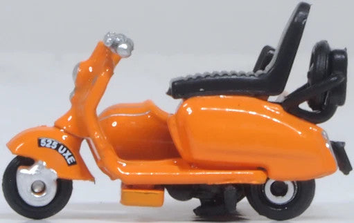 Oxford Diecast Scooter and Sidecar Orange 1/76 Scale