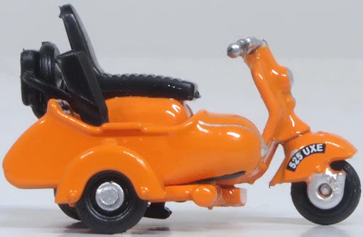 Oxford Diecast Scooter and Sidecar Orange 1/76 Scale