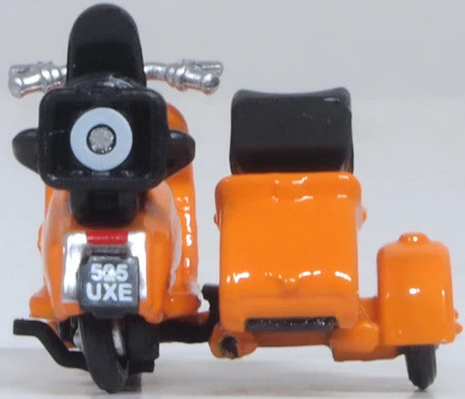Oxford Diecast Scooter and Sidecar Orange 1/76 Scale