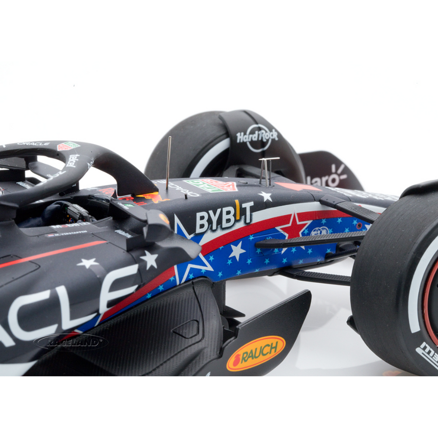 Spark Models F1 Oracle Red Bull Racing RB19 No.1 Oracle Red Bull Racing Winner USA GP 2023 - Max Verstappen 1/18 Scale
