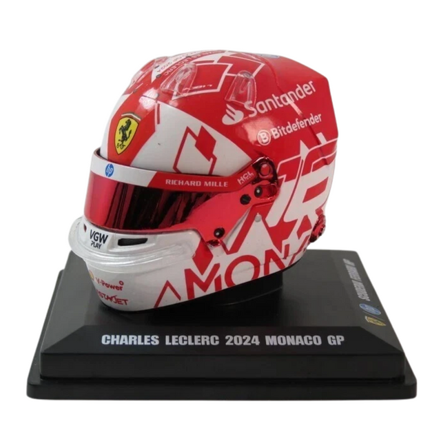 LookSmart Charles Leclerc Monaco GP 2024 Mini Replica Helmet Model 1/5 Scale