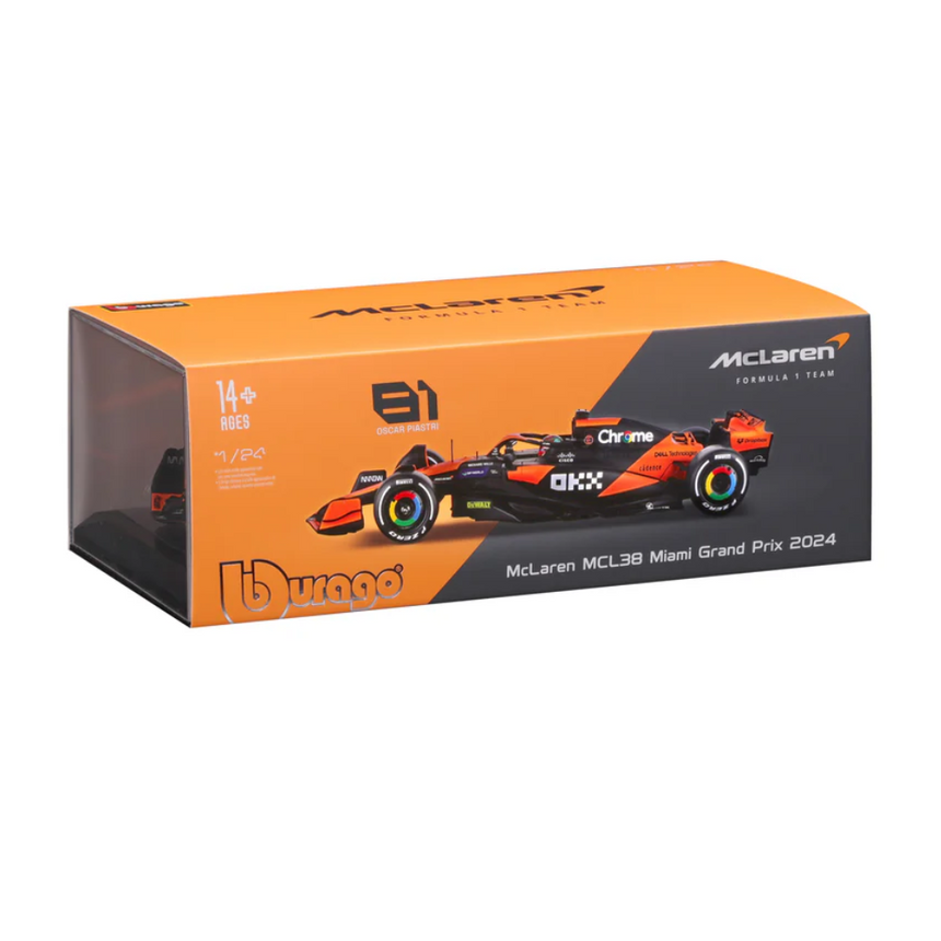 Bburago F1 McLaren F1 MCL38 2024 With Helmet - Oscar Piastri 1/24 Scale
