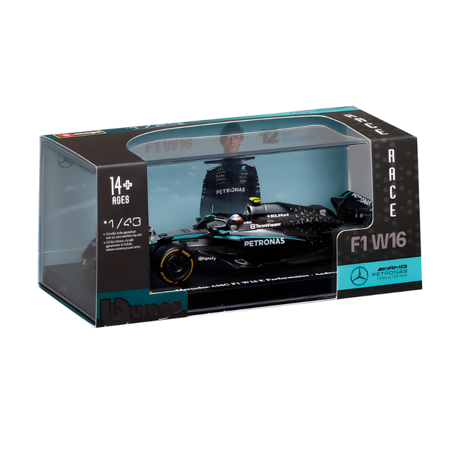 Bburago F1 Mercedes F1 Team AMG W16 2025 Kimi Antonelli With Helmet 1/43 Scale Model