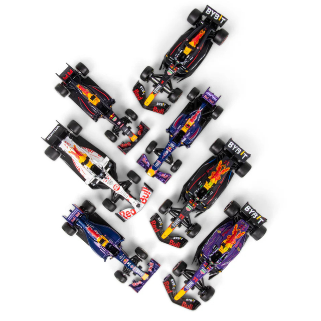 Bburago F1 Red Bull Racing Deluxe Gift Set with Display Stand (7-Car Set) 1/43 Scale Model