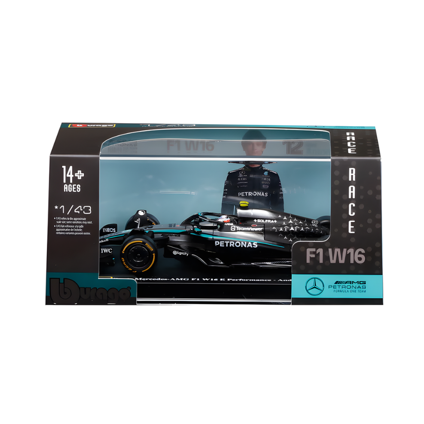Bburago F1 Mercedes F1 Team AMG W16 2025 Kimi Antonelli With Helmet 1/43 Scale Model