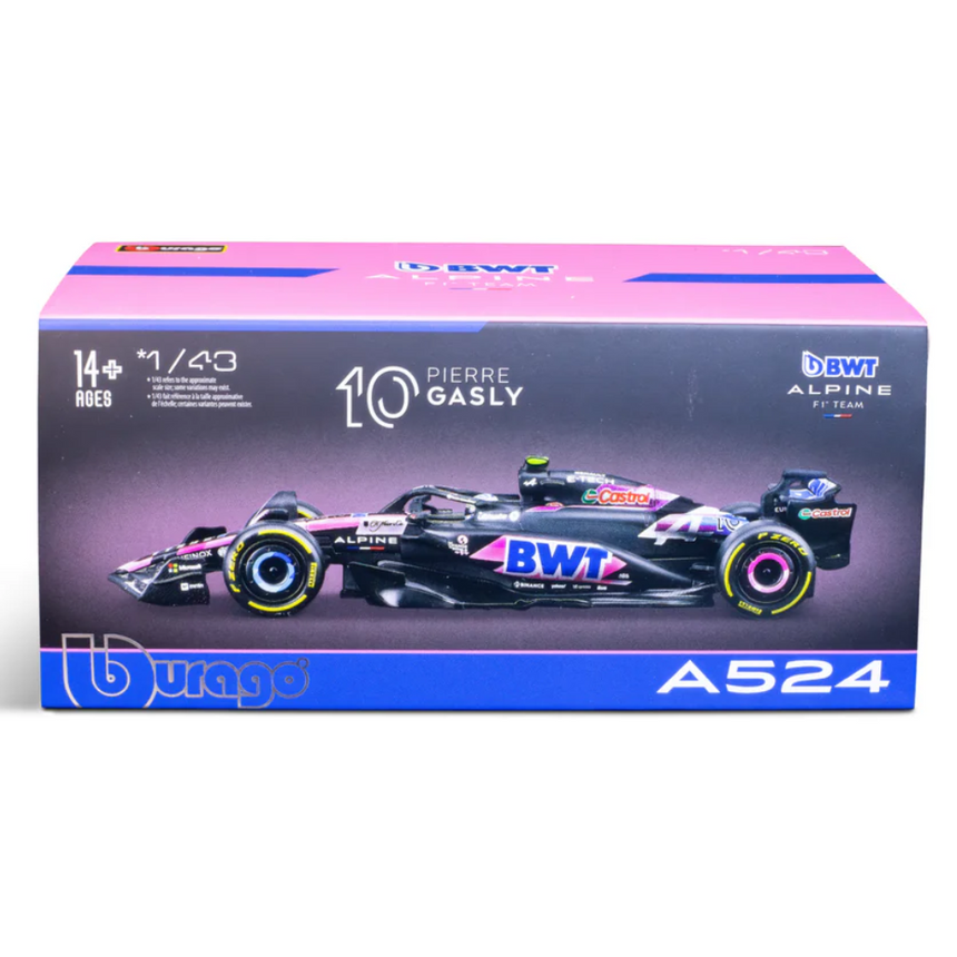 Bburago F1 BWT Alpine F1 Team A524 2024 With Helmet - Pierre Gasly 1/43 Scale