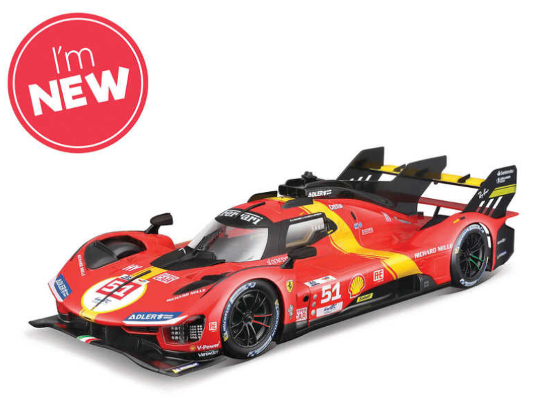 Bburago Ferrari Racing 499P Le Mans Hypercar 1/18 Scale