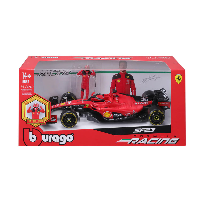 Bburago F1 2023 Ferrari F1 Team SF-23 With Driver Figure - Charles Leclerc 1/24 Scale