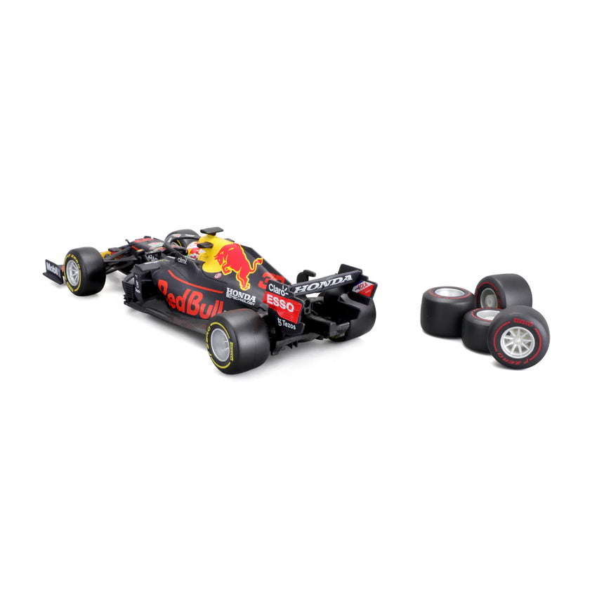 Bburago F1 Red Bull Racing Toy Tyre Changing Racing Car 2021 Max Verstappen Playset 1/24 Scale