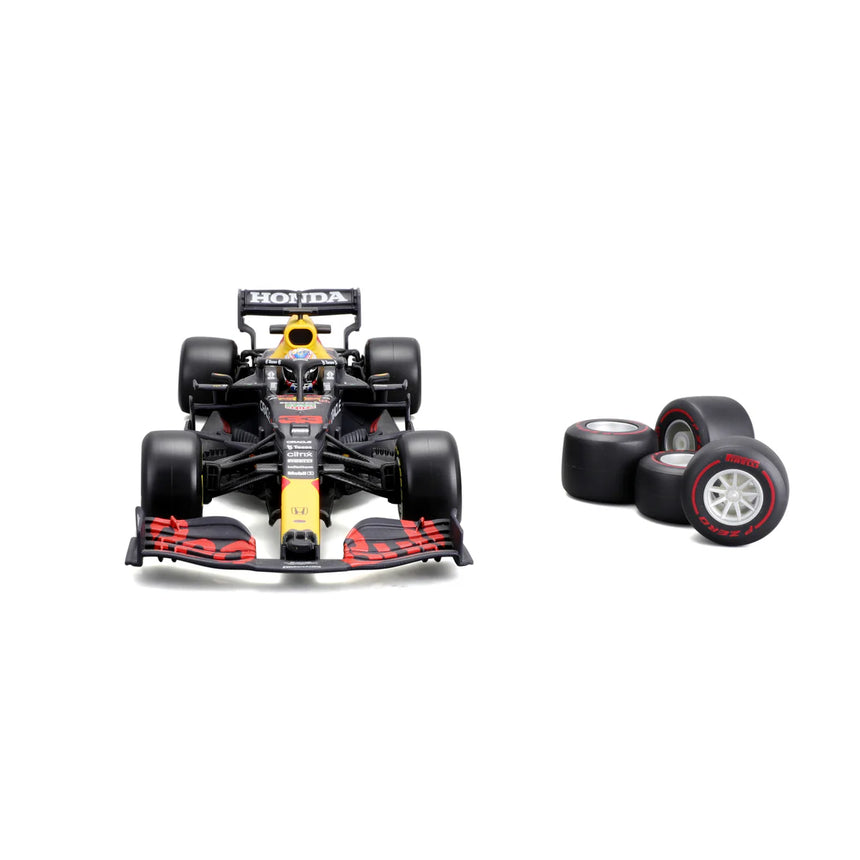 Bburago F1 Red Bull Racing Toy Tyre Changing Racing Car 2021 Max Verstappen Playset 1/24 Scale