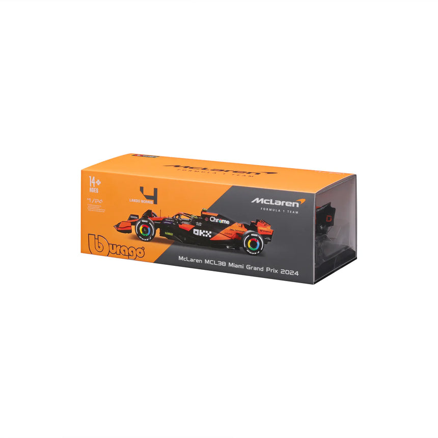 Bburago F1 McLaren F1 MCL38 2024 With Helmet Lando Norris 1/24 Scale
