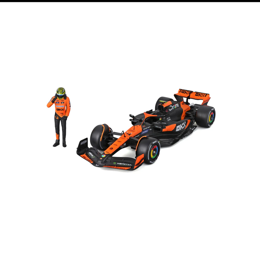 Bburago F1 McLaren F1 MCL38 2024 With Driver Figure Lando Norris 1/24 Scale