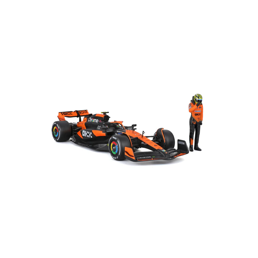 Bburago F1 McLaren F1 MCL38 2024 With Driver Figure Lando Norris 1/24 Scale