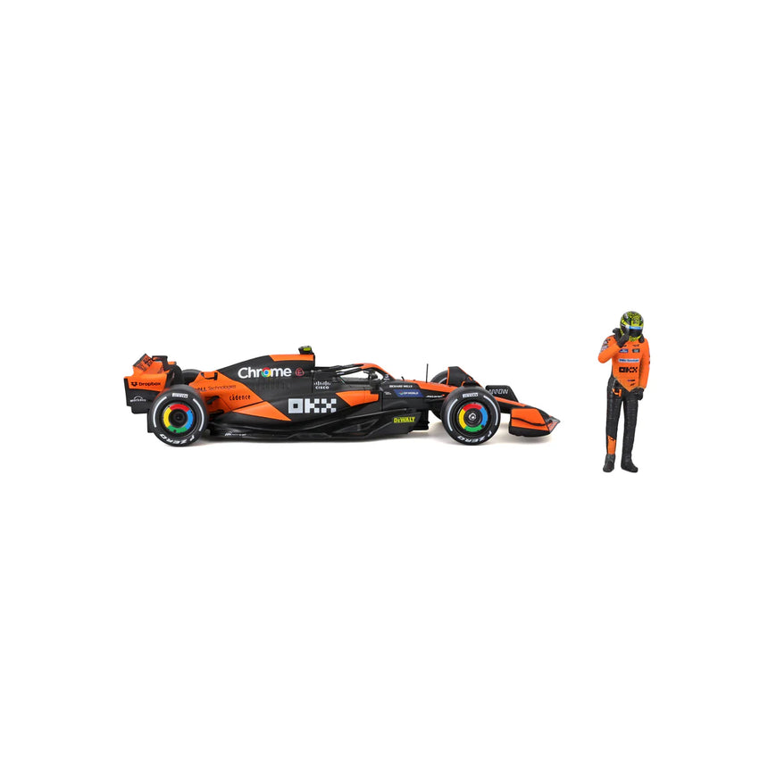 Bburago F1 McLaren F1 MCL38 2024 With Driver Figure Lando Norris 1/24 Scale