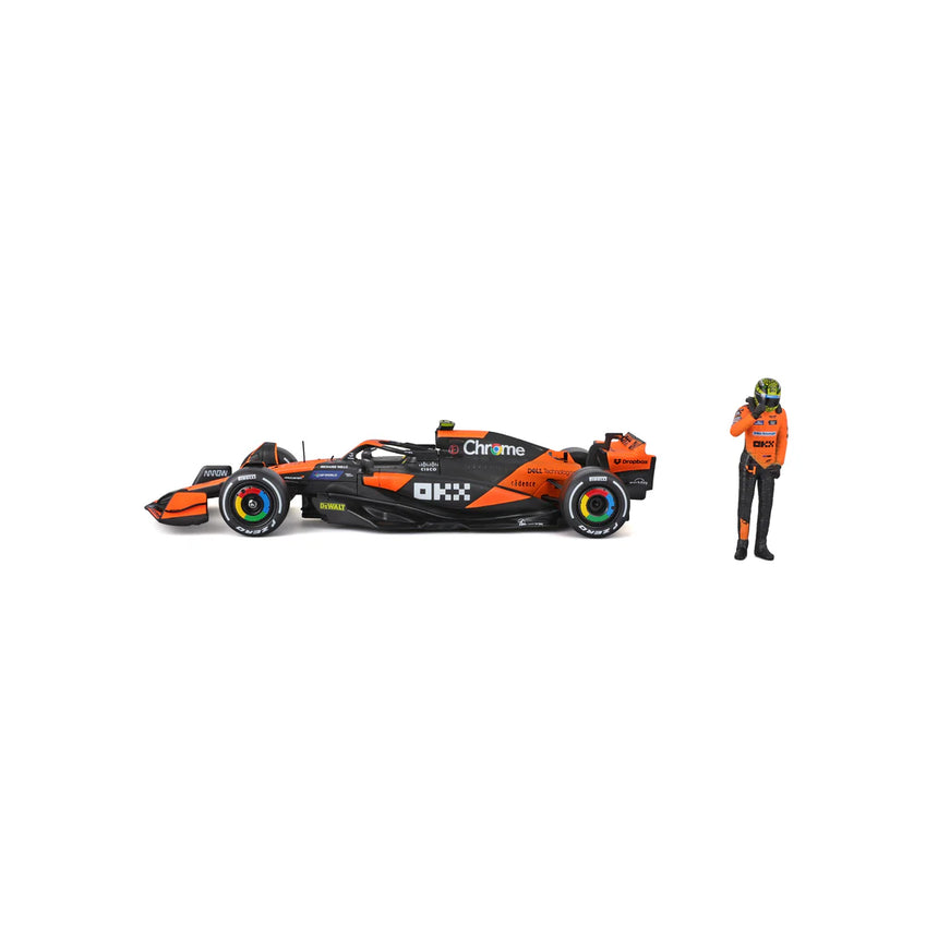 Bburago F1 McLaren F1 MCL38 2024 With Driver Figure Lando Norris 1/24 Scale