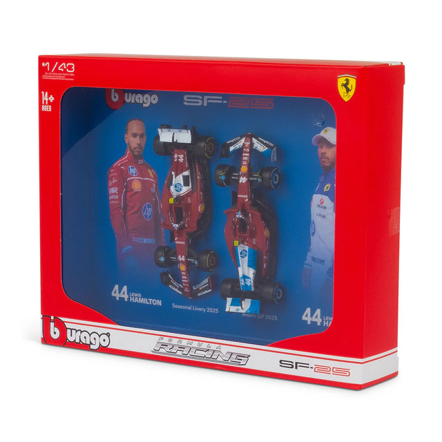 Bburago F1 Ferrari F1 Team SF-25 2025 Lewis Hamilton Driver Two (2) Pack 1/43 Scale Model