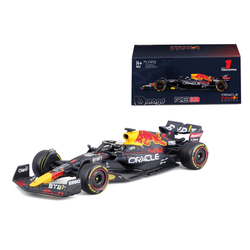 Bburago F1- Red Bull Racing RB18 2022 With Driver Figure #1(Max Verstappen) 1/43 Model Car  B18-38062V