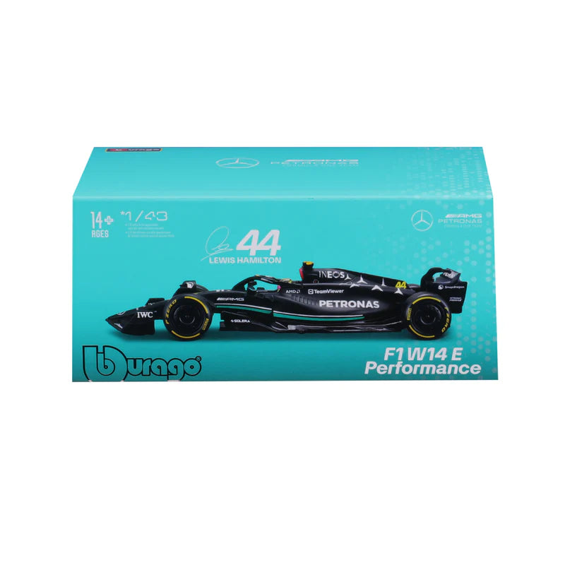 Bburago F1 Mercedes F1 Team - AMG PETRONAS W14 No.44 2023 with Helmet - Lewis Hamilton 1/43 Scale