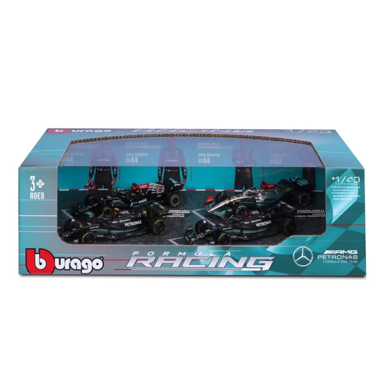 Bburago F1 Mercedes F1 Team British GP Lewis Hamilton Pack of 4 1/43 Scale Model