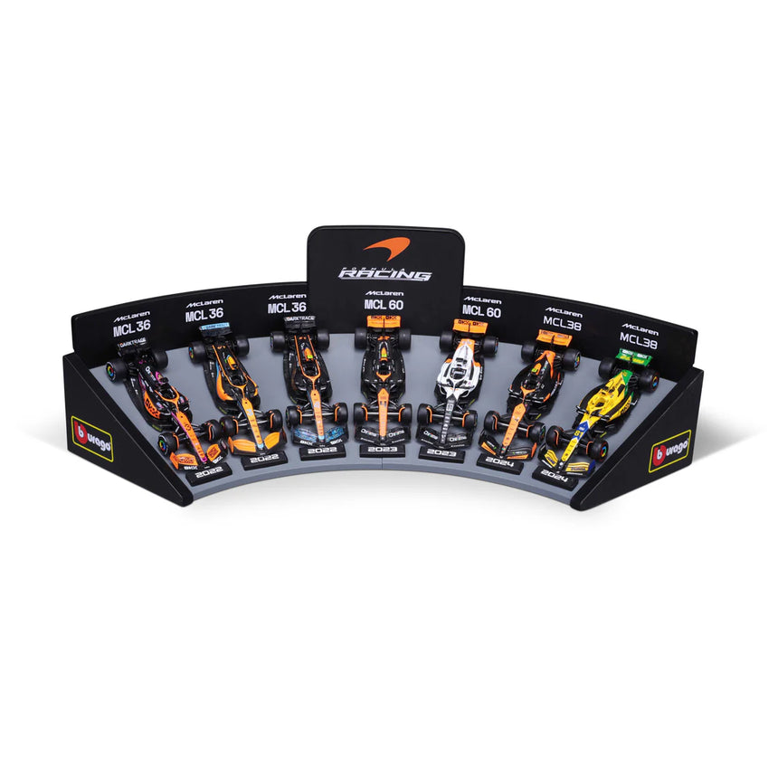 Bburago F1 Mclaren F1 Team Deluxe Gift Set With Display Stand (7-Car Set) 1/43 Scale