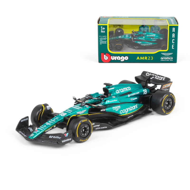 Bburago F1 Aston Martin F1 2023 AMR23 #18 Lance Stroll 1/43 Model Car B18-38190S