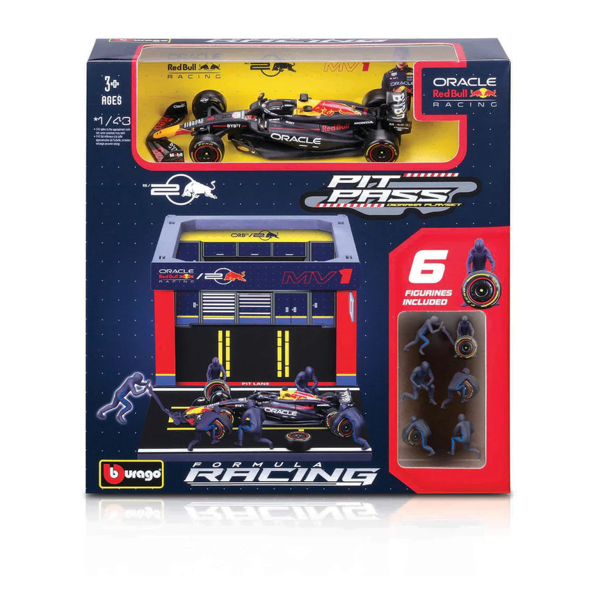 Bburago F1 Red Bull Racing RB20 2024 Pit Pass Diorama Max Verstappen 1/43 Scale
