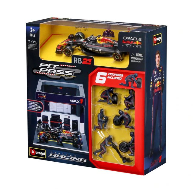 Bburago F1 Red Bull Racing RB21 Pit Pass Diorama Max Verstappen 1/43 Scale Model