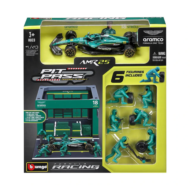 Bburago F1 Aston Martin F1 Team AMR25 Pit Pass Diorama Lance Stroll 1/43 Scale Model