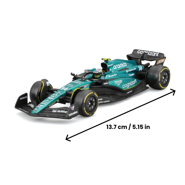 Bburago F1 Aston Martin F1 2023 AMR23 No.14 - Fernando Alonso With Helmet 1/43 Scale Model