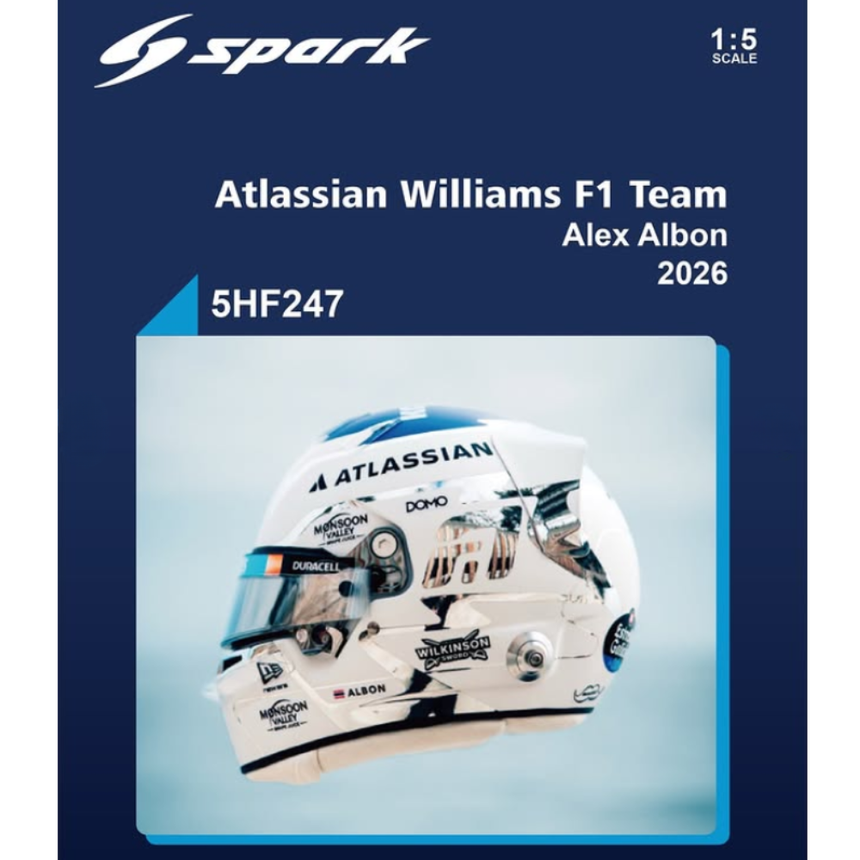 Spark Models F1 Atlassian Williams F1 Team - Alex Albon - 2026 1/5 Scale Mini Replica Helmet