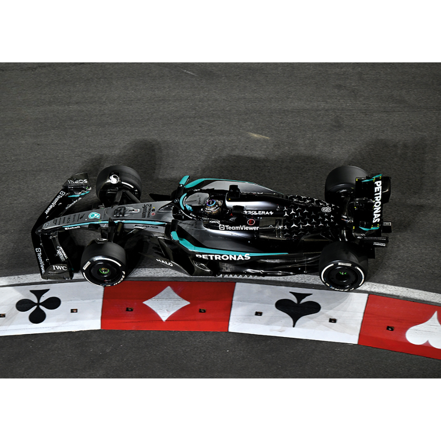 Spark Models F1 Mercedes F1 Team AMG Petronas W16e No.63 2nd Las Vegas GP 2025 - George Russell - 150th GP's 1/43 Scale Model