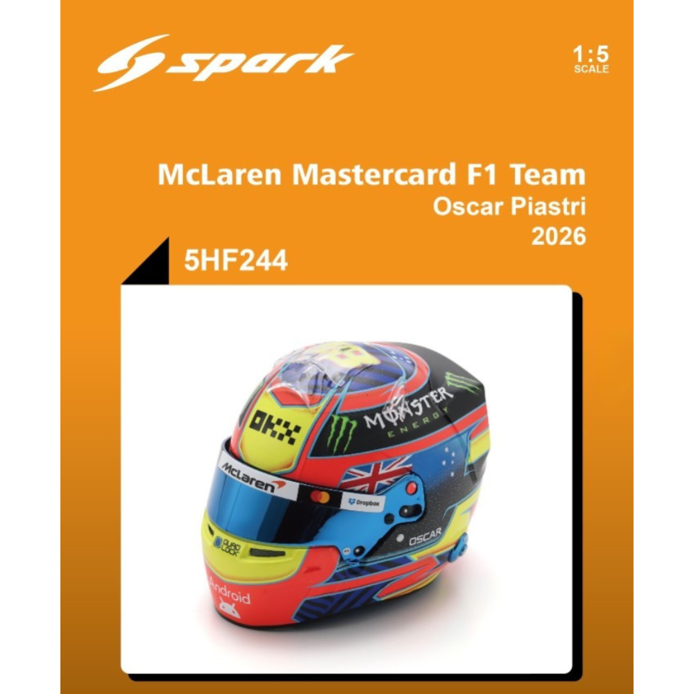 Spark Models F1 McLaren Mastercard F1 Team - Oscar Piastri - 2026 1/5 Scale Mini Replica Helmet