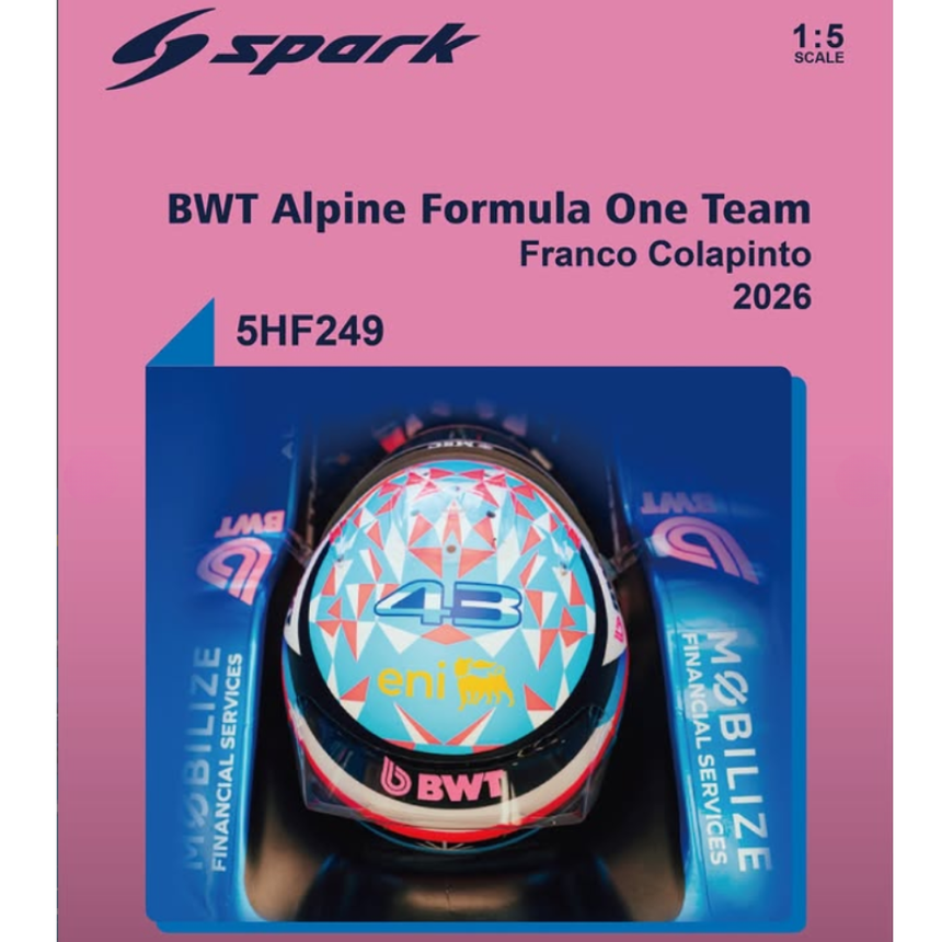 Spark Models F1 BWT Alpine F1 Team - Franco Colapinto - 2026 1/5 Scale Mini Replica Helmet