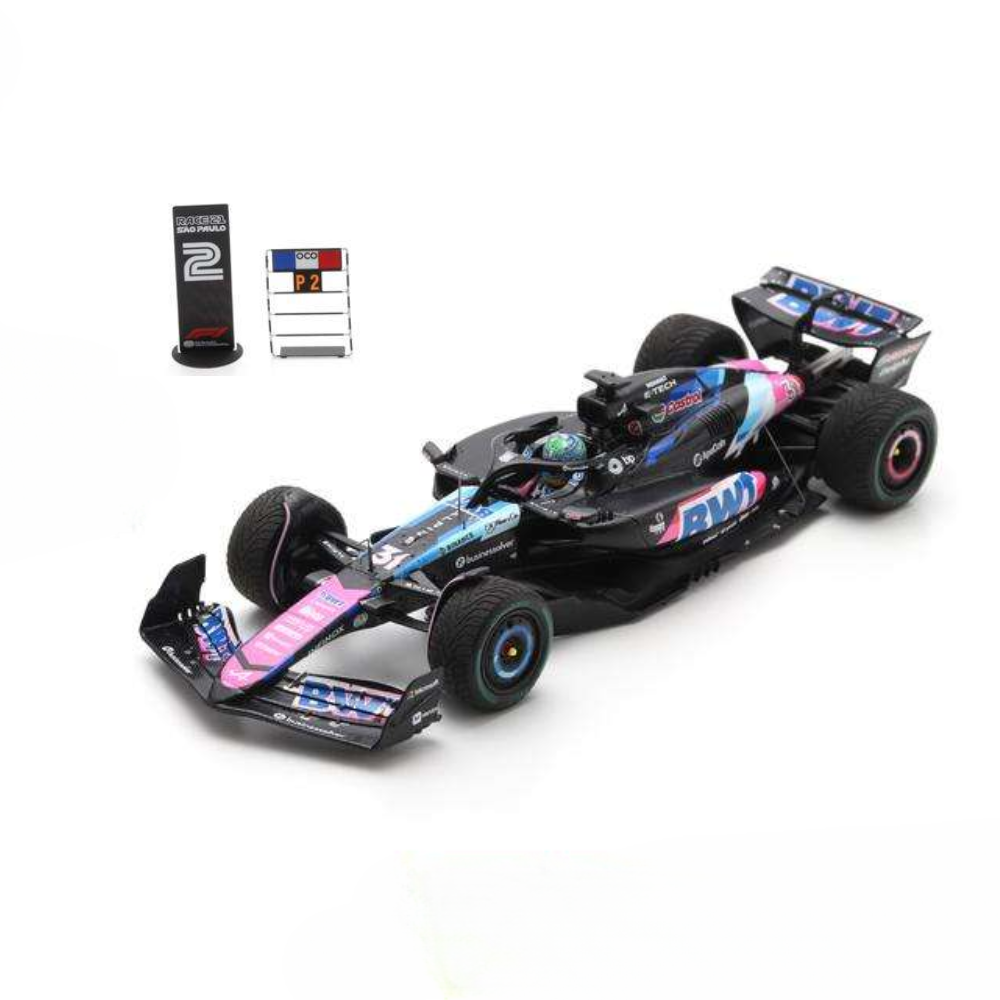 Spark Models F1 BWT Alpine F1 Team A524 No.31 2nd Brazilian GP 2024 - Esteban Ocon 1/43 Scale Model