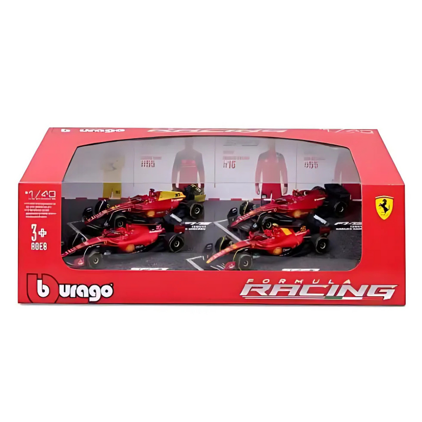 Bburago F1 Ferrari F1 Team 4PK Charles Leclerc and Carlos Sainz Highlights Set (4-Car Set) 1/43 Scale