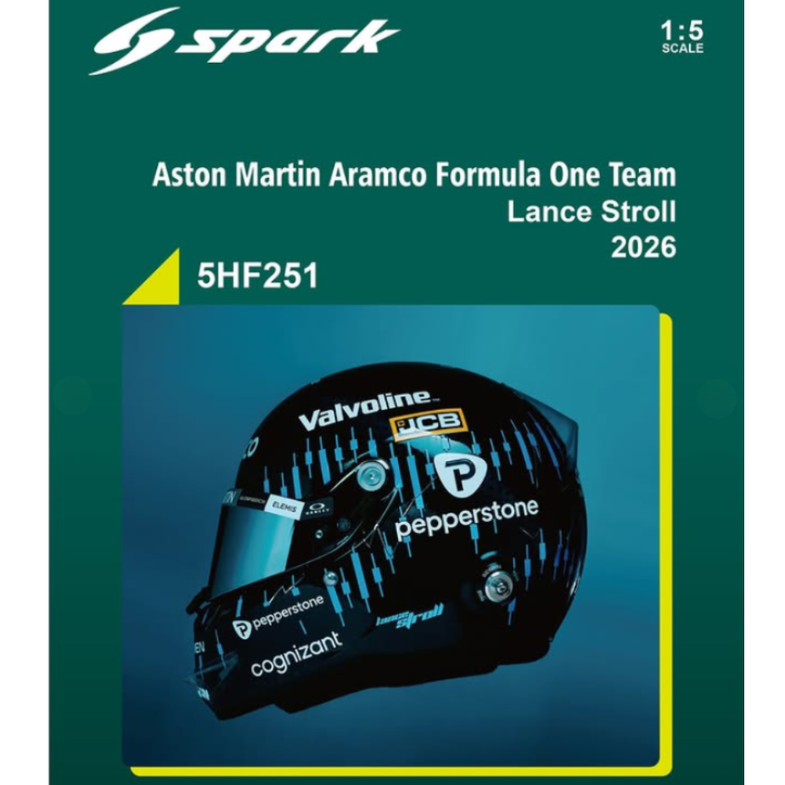 Spark Models F1 Aston Martin Aramco F1 Team - Lance Stroll - 2026 1/5 Scale Mini Replica Helmet