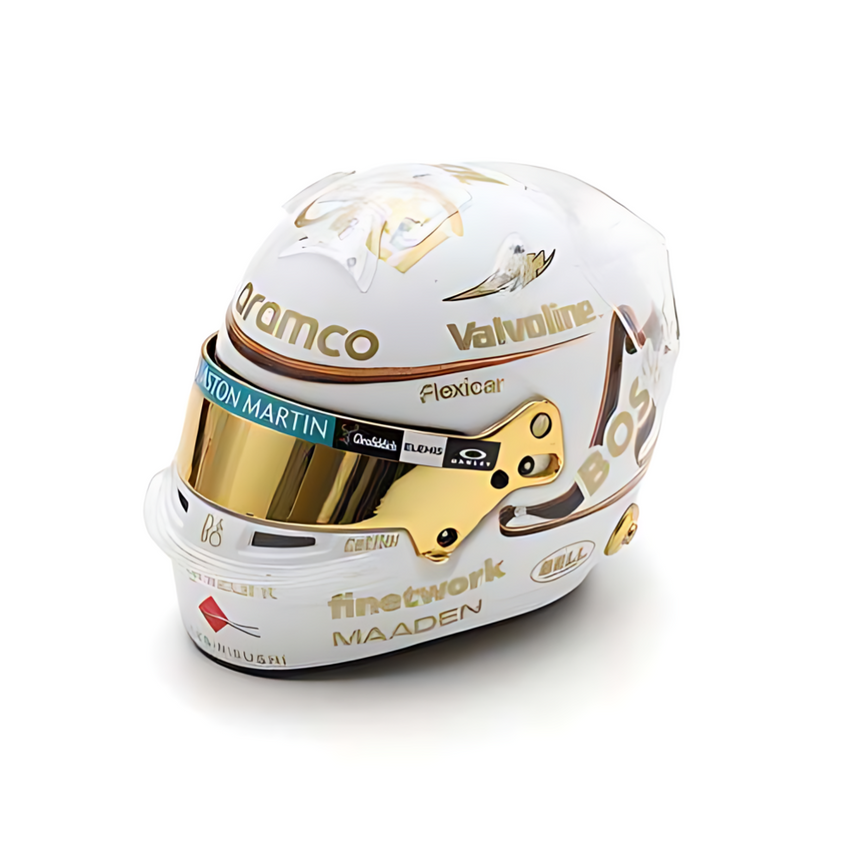 Spark Models Aston Martin Aramco F1 Team - Fernado Alonso - Chinese GP 2025 Mini Replica Helmet 1/5 Scale