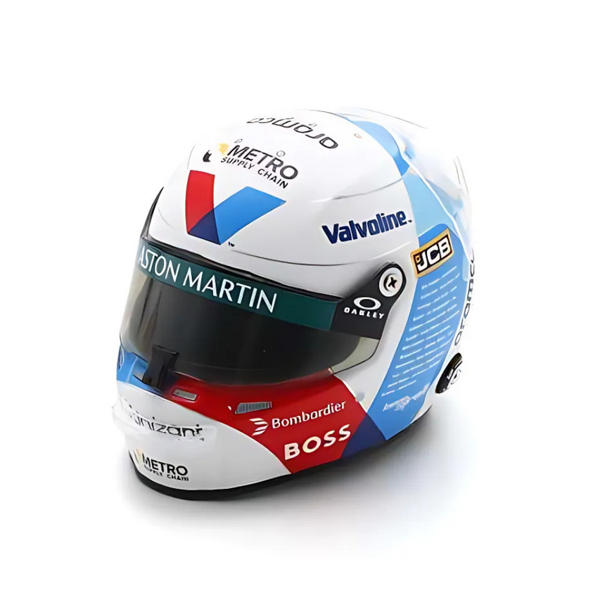 Spark Models Aston Martin Aramco F1 Team - Lance Stroll - British GP 2024 Mini Replica Helmet 1/5 Scale