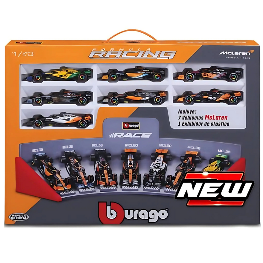 Bburago F1 Mclaren F1 Team Deluxe Gift Set With Display Stand (7-Car Set) 1/43 Scale