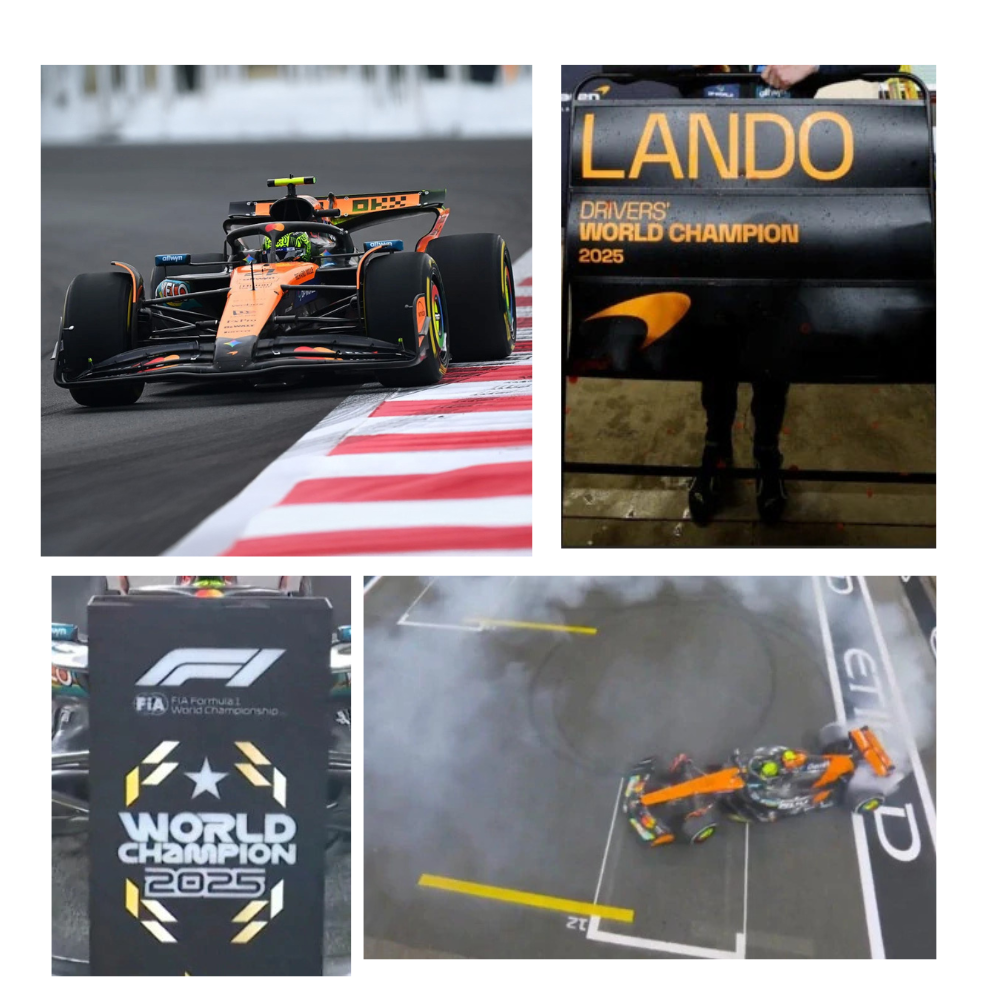 Spark Models McLaren MCL39 No.4 3rd Abu Dhabi GP 2025 - Lando Norris - F1 Drivers' World Champion 2025 (with bigger base & tyre marks & pit board) 1/43 Scale Model