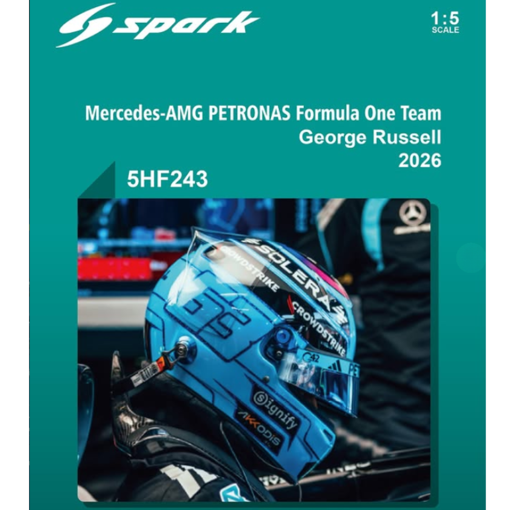 Spark Models F1 Mercedes-AMG PETRONAS F1 Team - George Russell - 2026 1/5 Scale Mini Replica Helmet