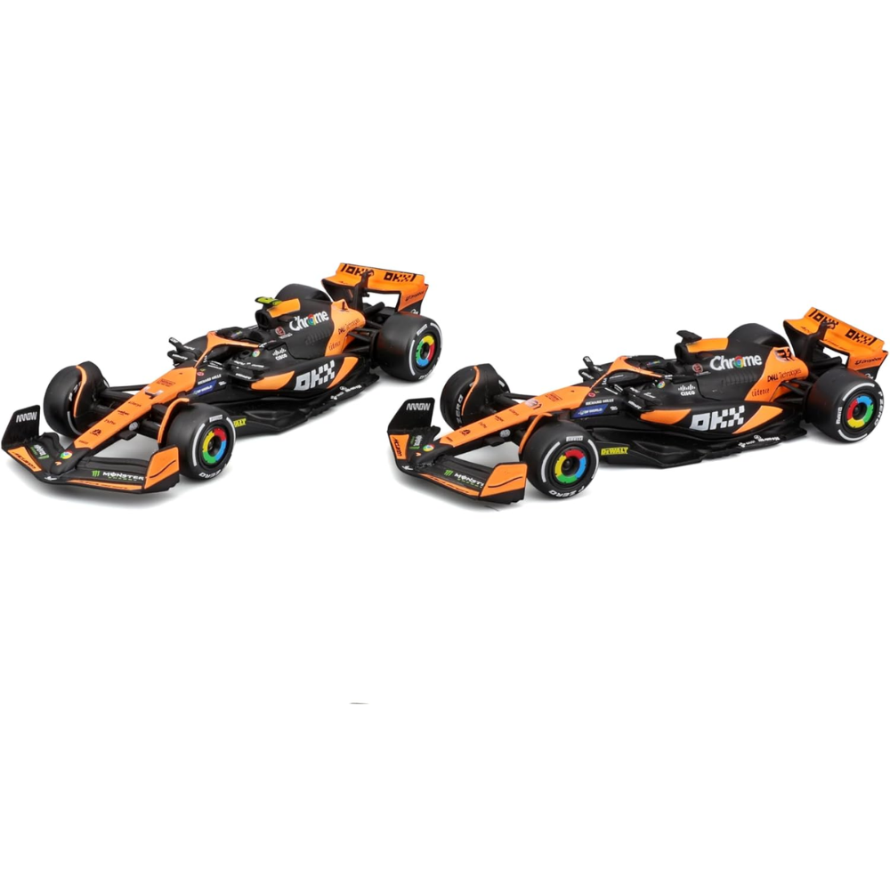 Bburago F1 Mclaren F1 Team MCL38 2024 Two Pack Lando Norris and Oscar Piastri 1/43 Scale