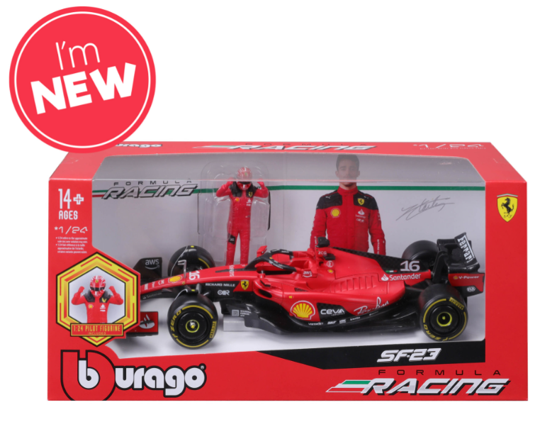 Bburago F1 2023 Ferrari F1 Team SF-23 With Driver Figure - Charles Leclerc 1/24 Scale