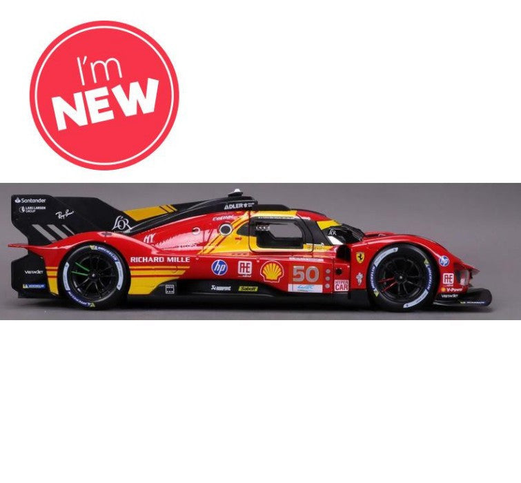 Bburago Ferrari Racing 499P Le Mans Hypercar 2024 AF Corse No.50 Deluxe Hard Case 1/18 Scale