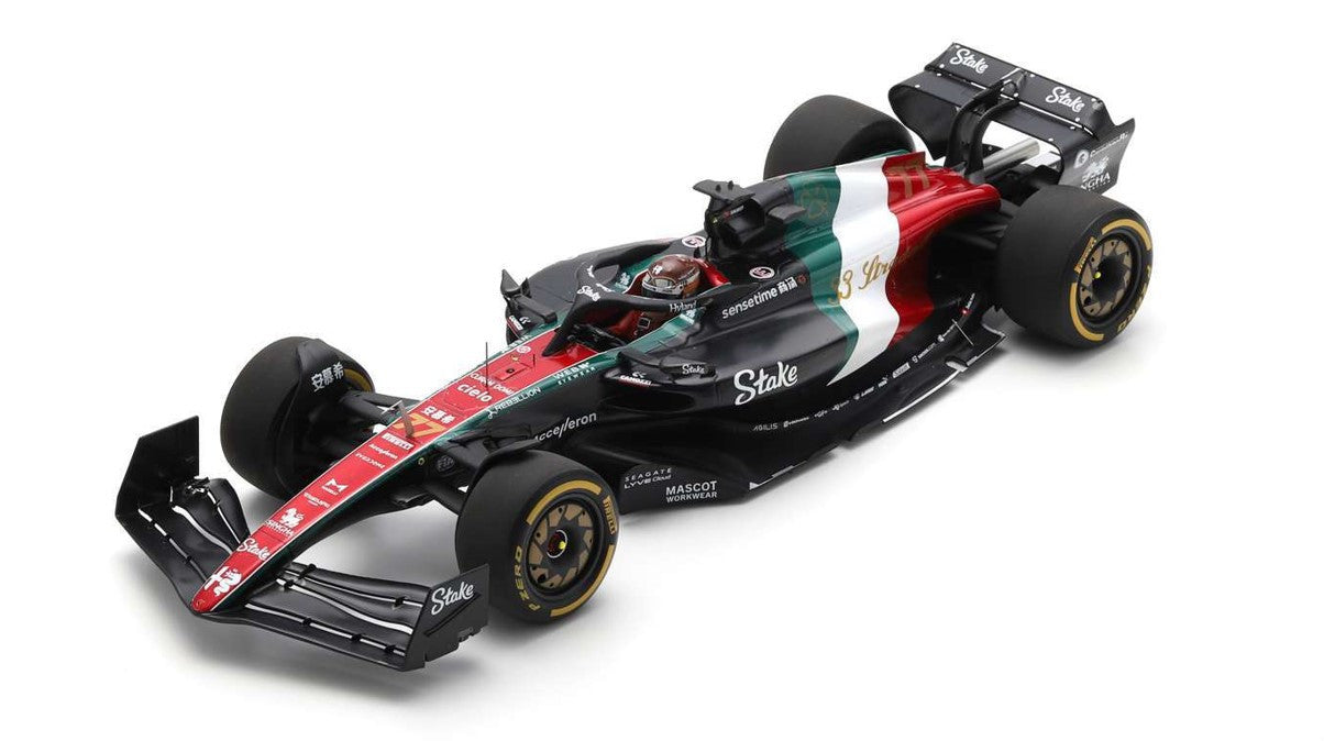 Spark Models F1 Alfa Romeo F1 Team Stake C43 No.77 Alfa Romeo F1 Team ORLEN 10th Italian GP 2023 - Valtteri Bottas 1/18 Scale Model